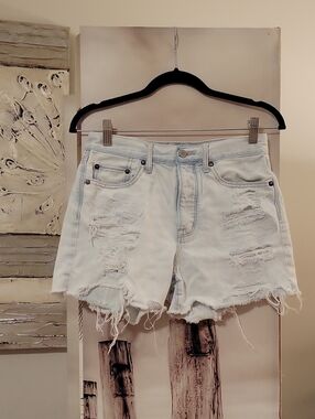 American Eagle Outfitters Light Wash Distressed Denim Shorts